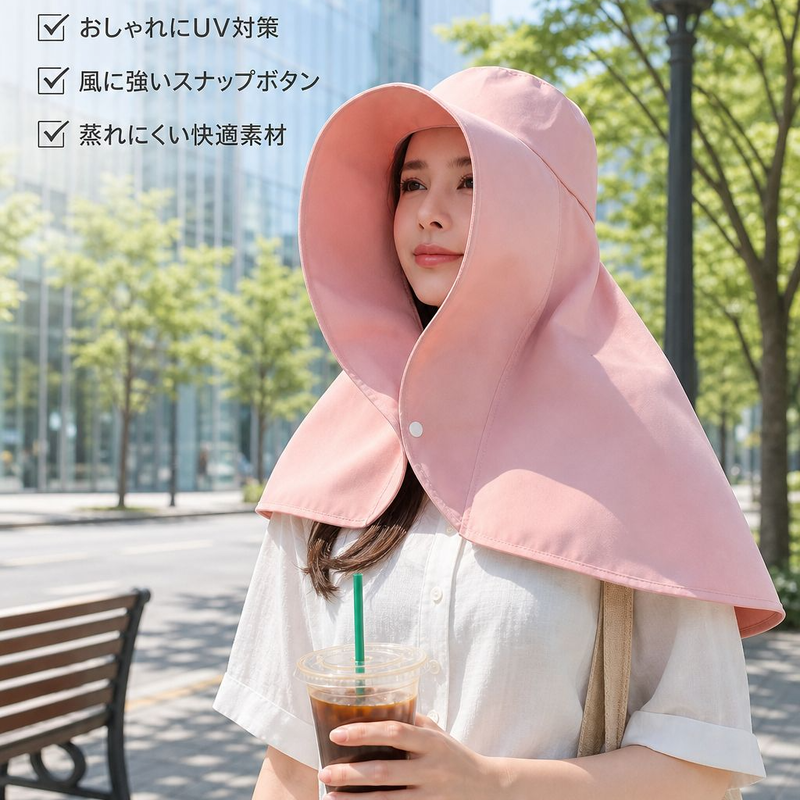 UVカットネックカバー帽子