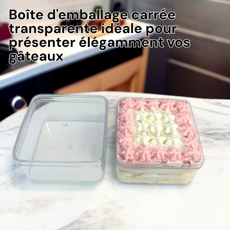 Boîte carrée transparente pour gâteaux et desserts