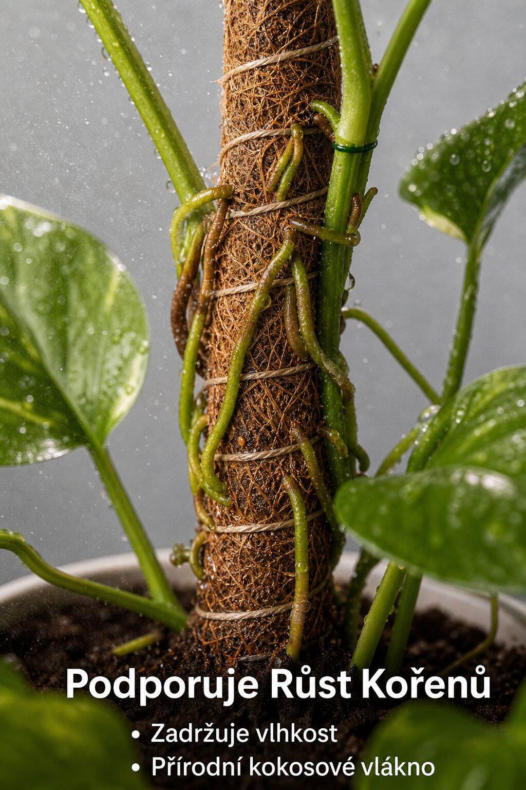 Opěrný kůl pro monstera, fixace sloupku pro zelenec, kokosový sloupek