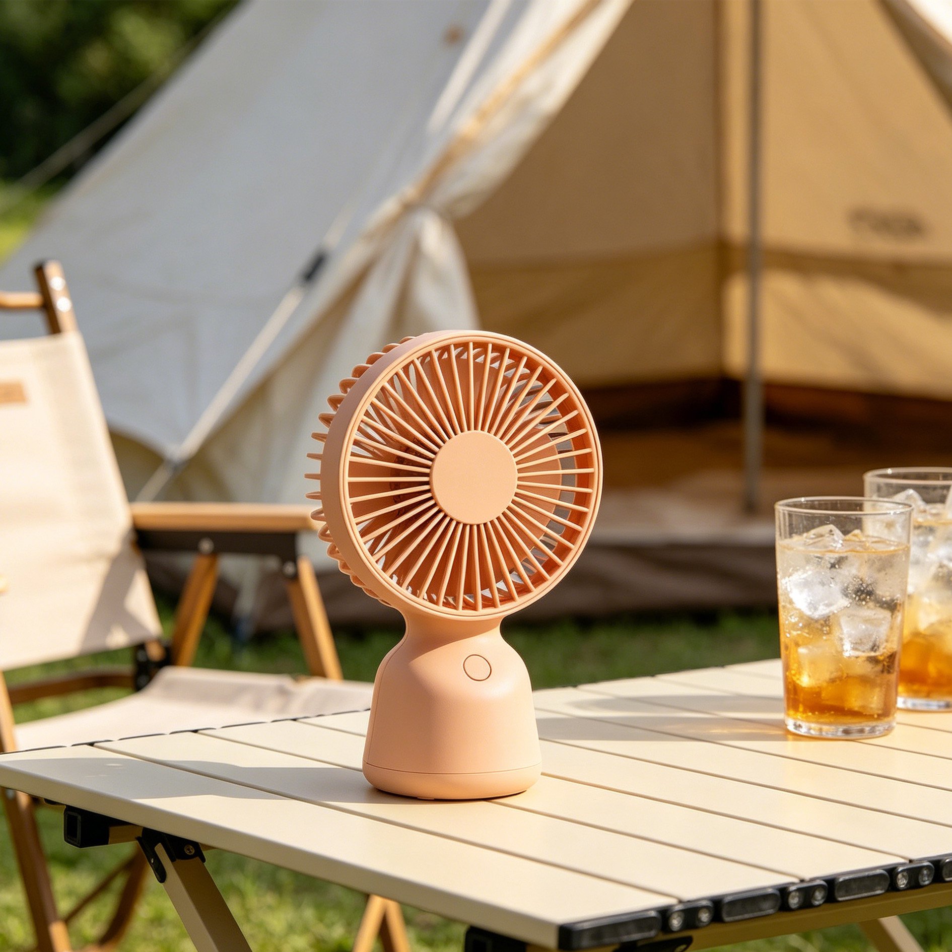 Compact desktop small fan on office desk
