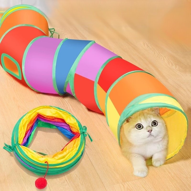 彩虹可折疊貓咪隧道