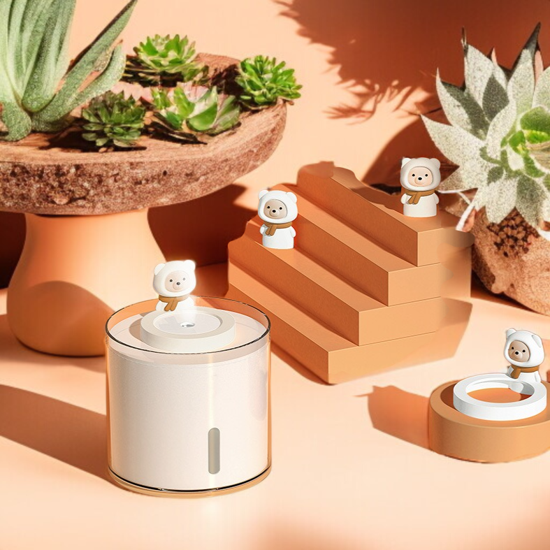 Small Home Humidifier White Bear Cute Mood Lamp Aroma Diffuser