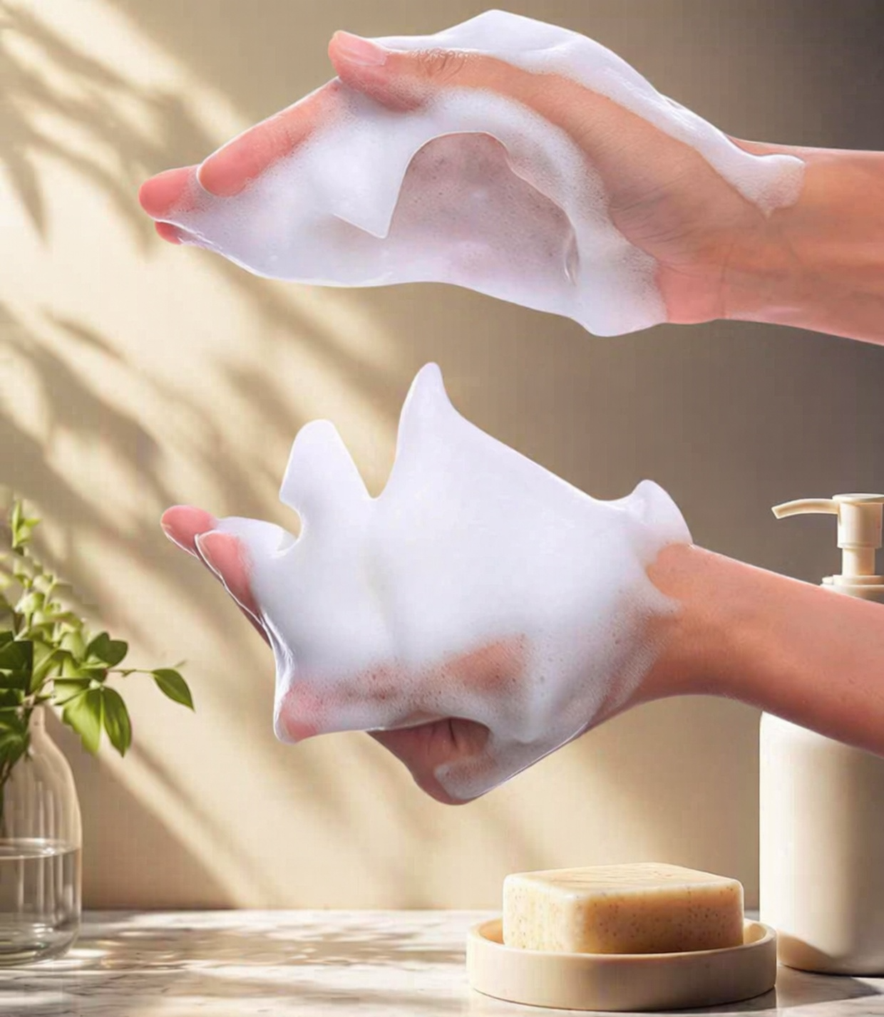 Mousse riche obtenue avec le dispositif manuel