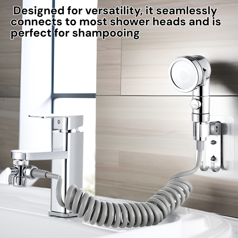 Multi-functional Shampoo Shower Head Extension with Water Stop Switch