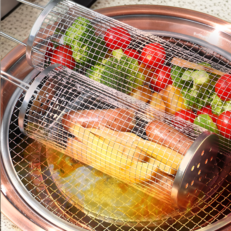 Cylindre à mailles multifonction pour barbecue extérieur