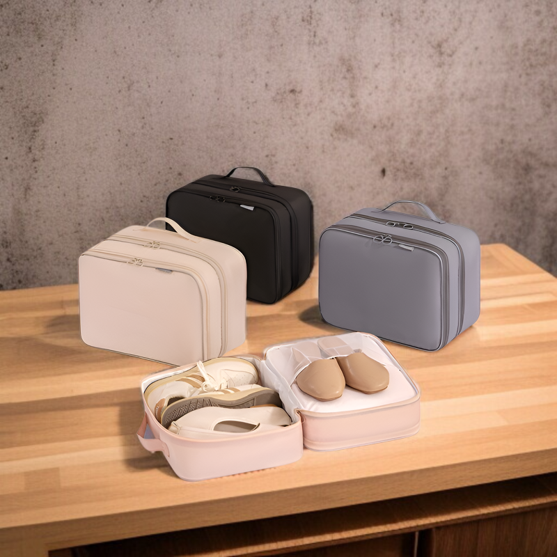 旅行用靴収納バッグ 折りたたみ式 ポータブル 3層 立体 靴バッグ 旅行用