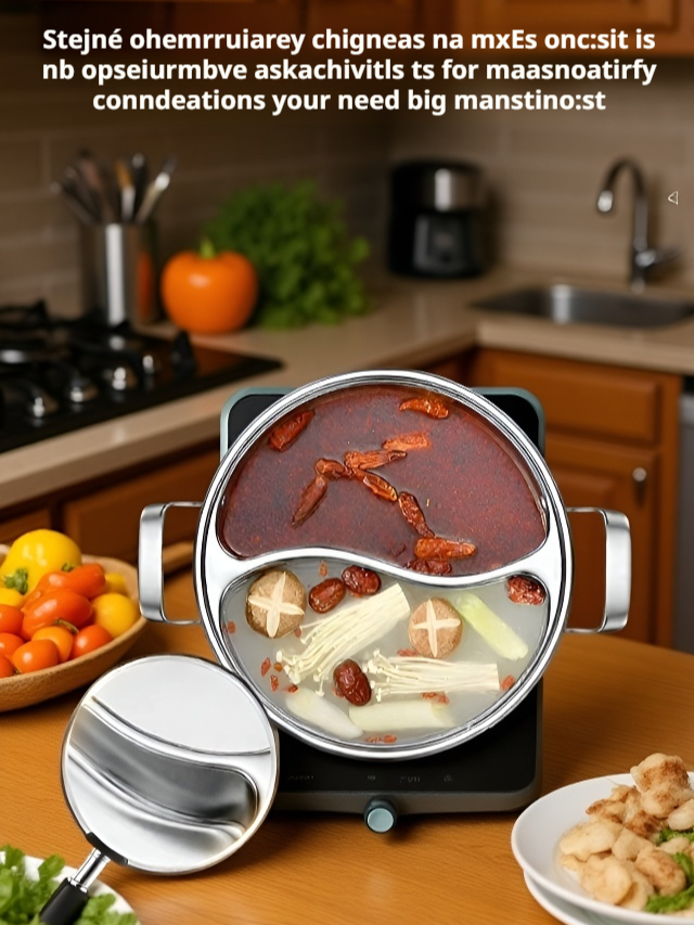 Jednodílný zesílený nerezový hrnec na hotpot s oddělením