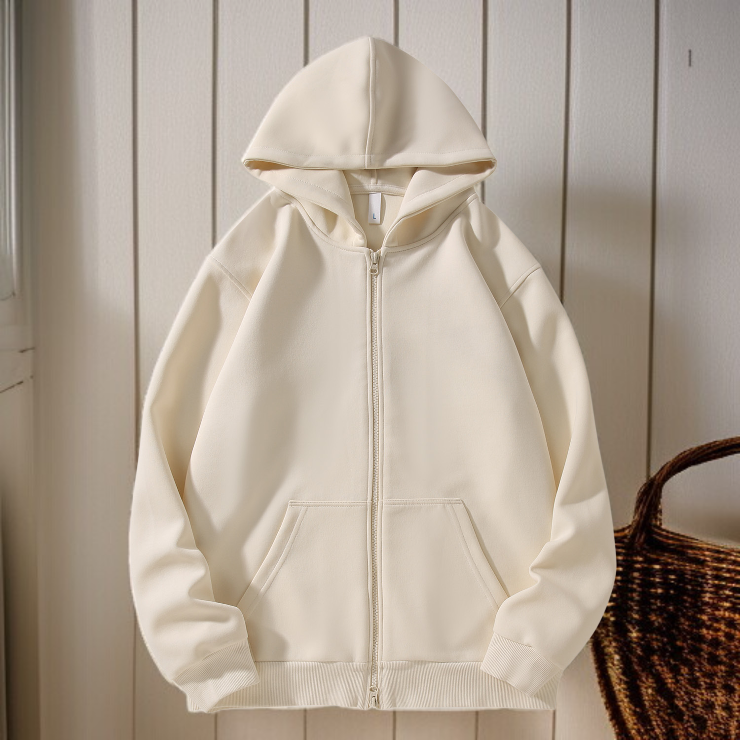 フード付きカーディガンスウェットシャツ