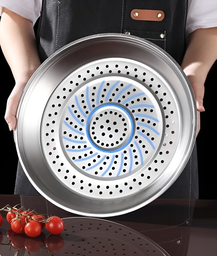 찜기 선반 위에 다양한 찜요리