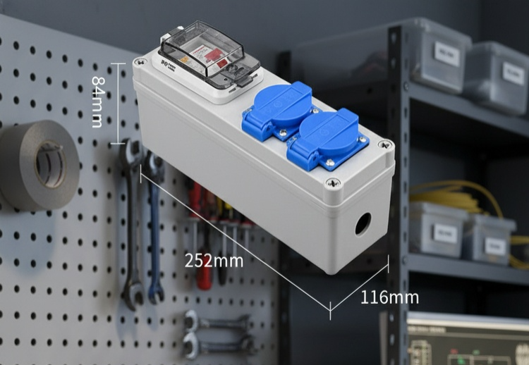Boîte de distribution électrique portable en plastique pour chantier