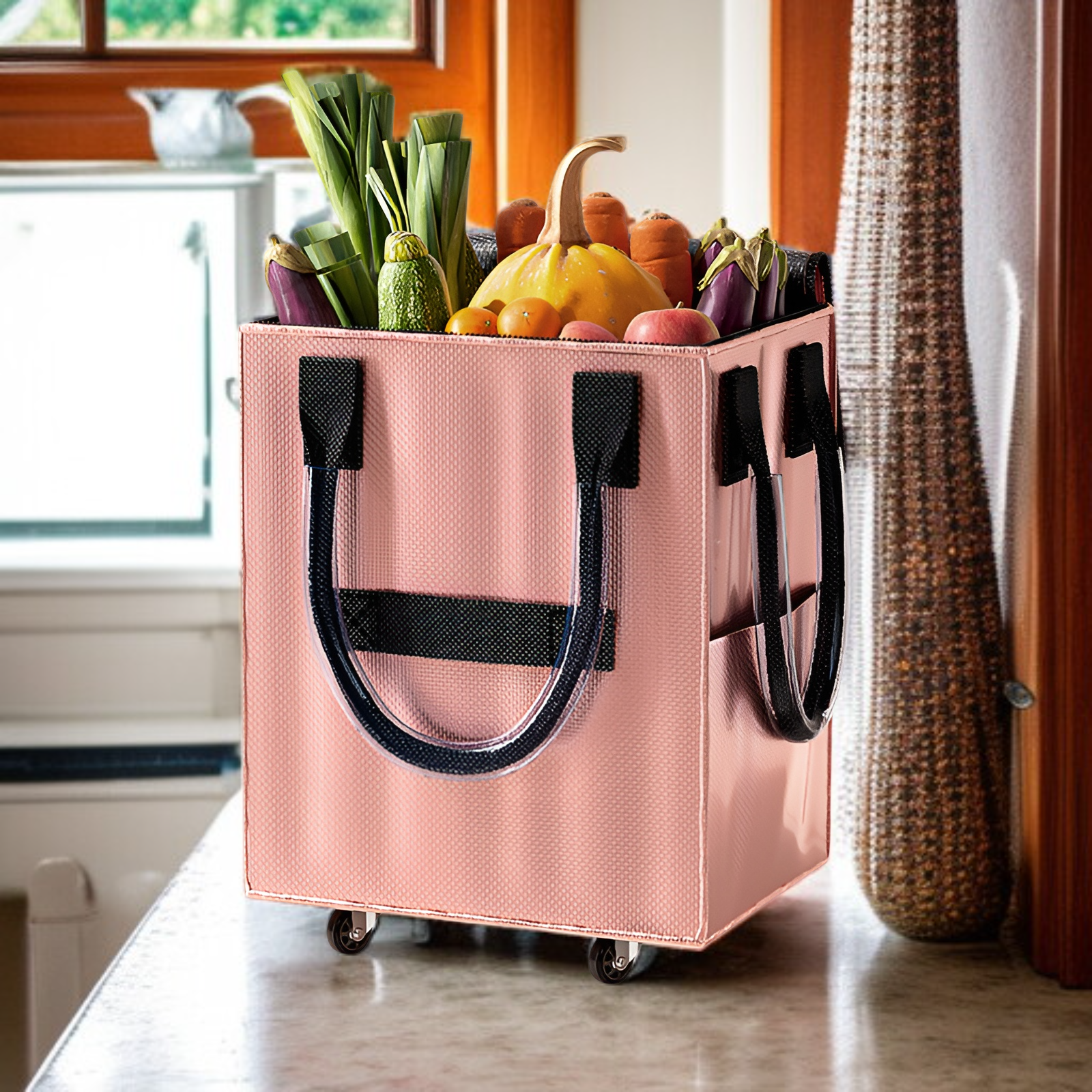 รถเข็นช้อปปิ้งพับได้พร้อมหูหิ้วสำหรับเดินทาง