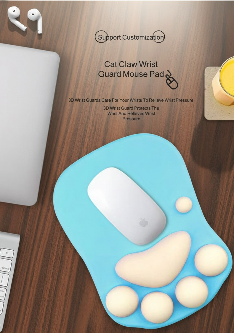 Cute desktop accessory mouse pad with wrist cushion