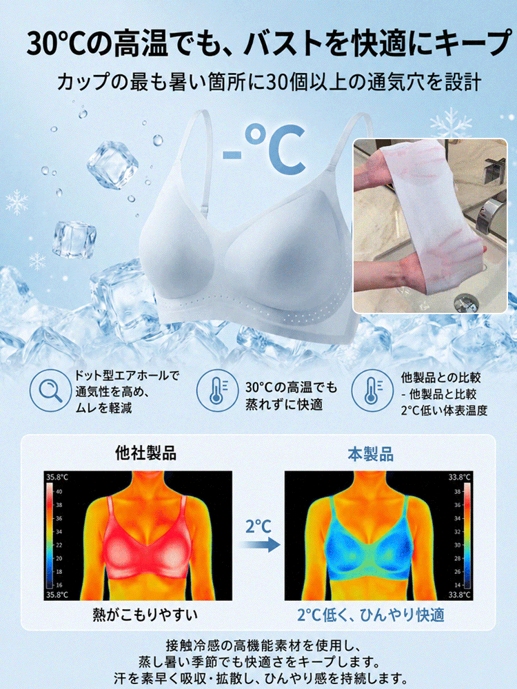 【京都百年老舗・30万枚突破】下着の段差・ハミ肉にサヨナラ、猛暑のムレをぶち破る、1枚で外穿きOKな「5Dシームレス美胸メイクブラ」！