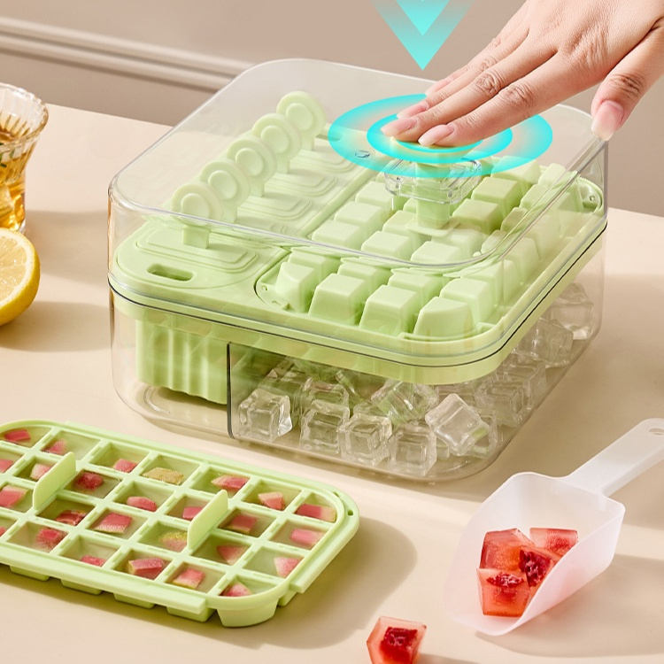 Eiswürfelform 2-in-1 mit Deckel, Kunststoff, Gefrierform für Babynahrung