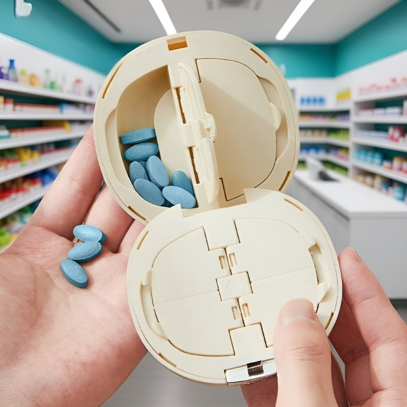 Kör alakú gyógyszertartó, hordozható rekeszes tároló
