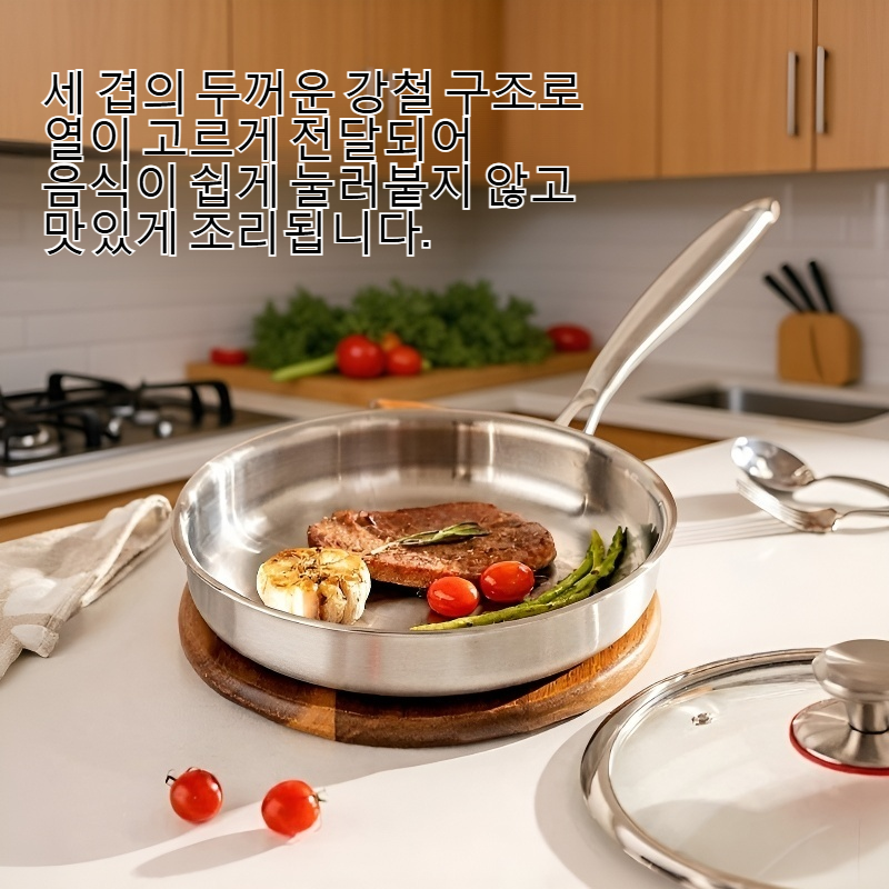 세 겹의 강철을 두껍게 하여 프라이팬에 붙이지 않다
