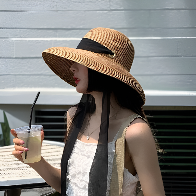 Portable Women's Large Brim Beach Sun Cap