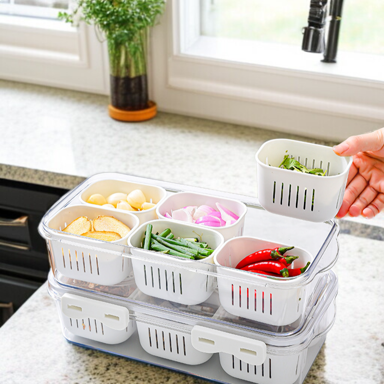 Food-Grade Transparent Multi-Compartment Storage Box
