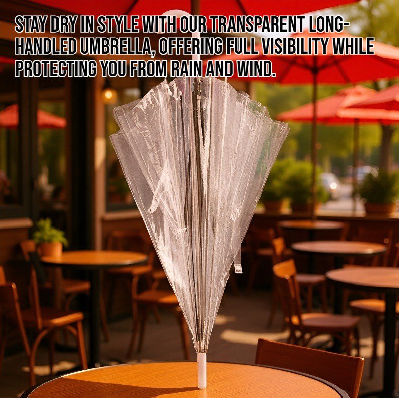 Transparent long-handled umbrella