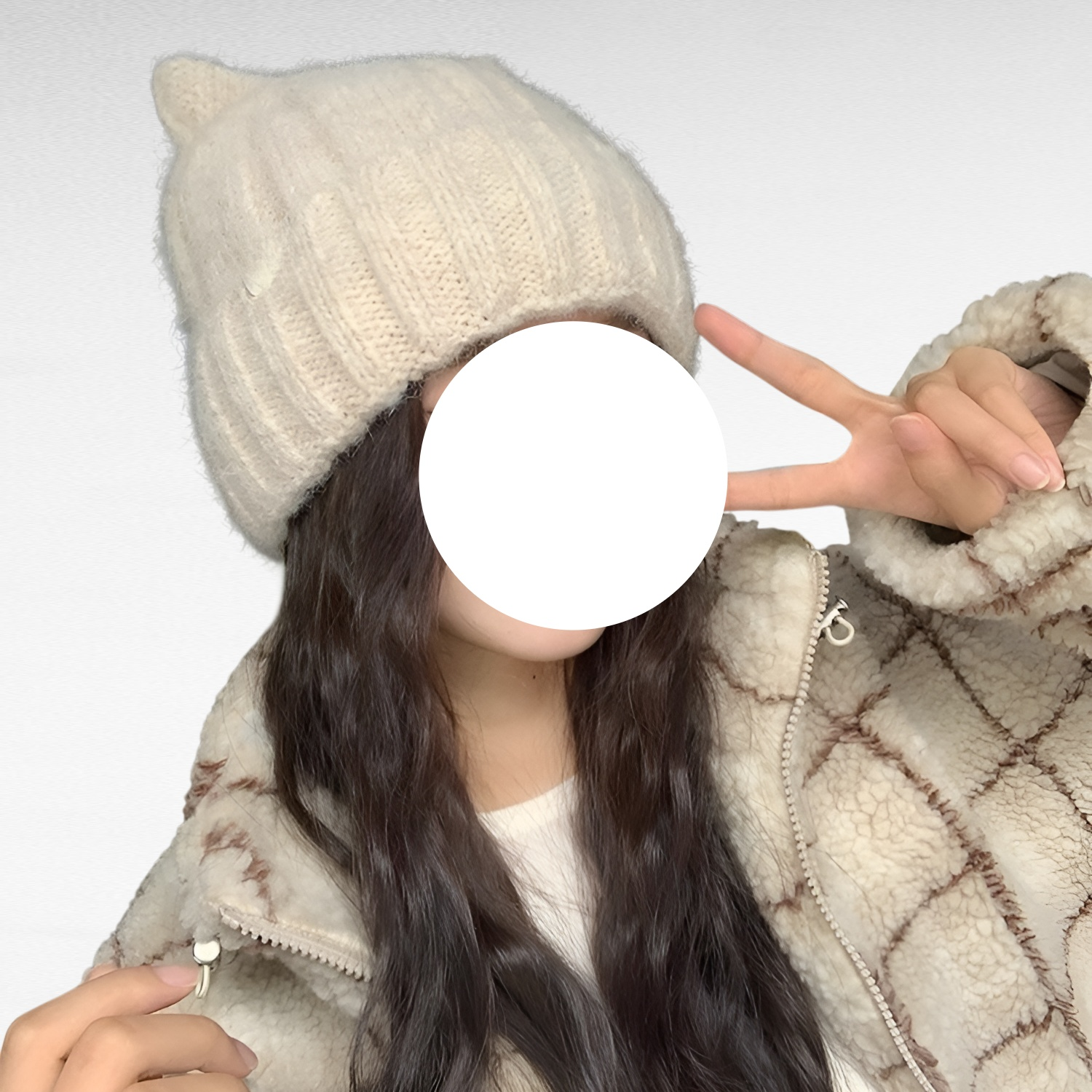 여성용 고양이 귀 니트 모자 4가지 색상 겨울 방한 귀여운 울모자 얼굴형 보정