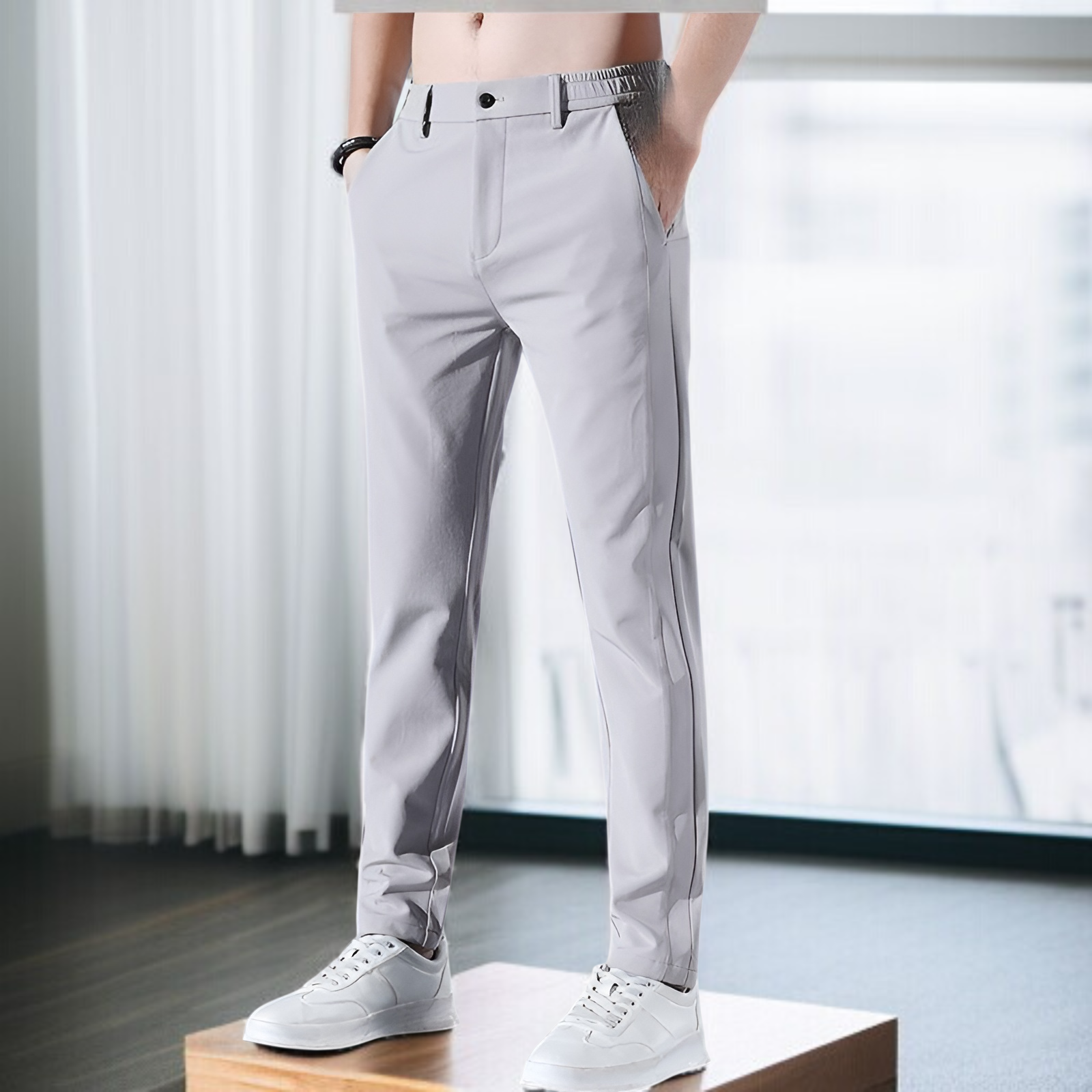 メンズ ロングパンツ 夏服 冷感パンツ アイスシルクパンツ 接触冷感 薄手 涼しい イージーパンツ ストレッチ 夏 春 秋