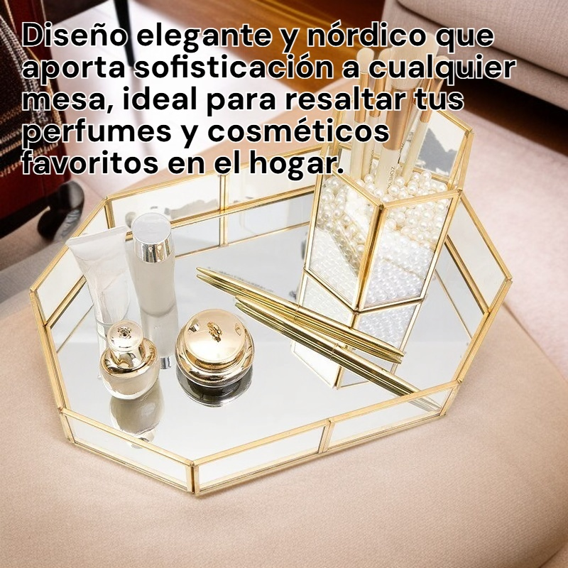 Bandeja organizadora de vidrio nórdico para cosméticos y perfumes