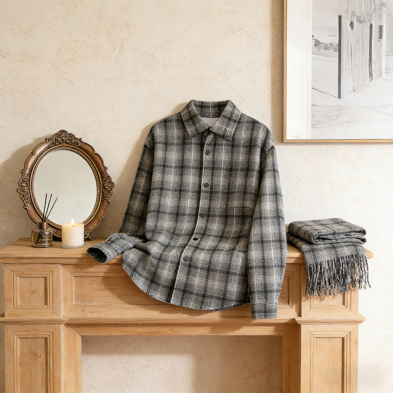 トレンドチェックシャツ メンズ春アウター