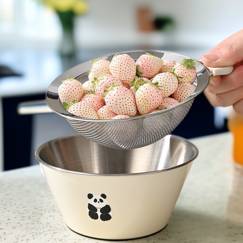 가정용 스텐 물빠짐 대야 작은 싱크대 스텐 그릇 물빠짐 바구니 반죽 반죽 그릇