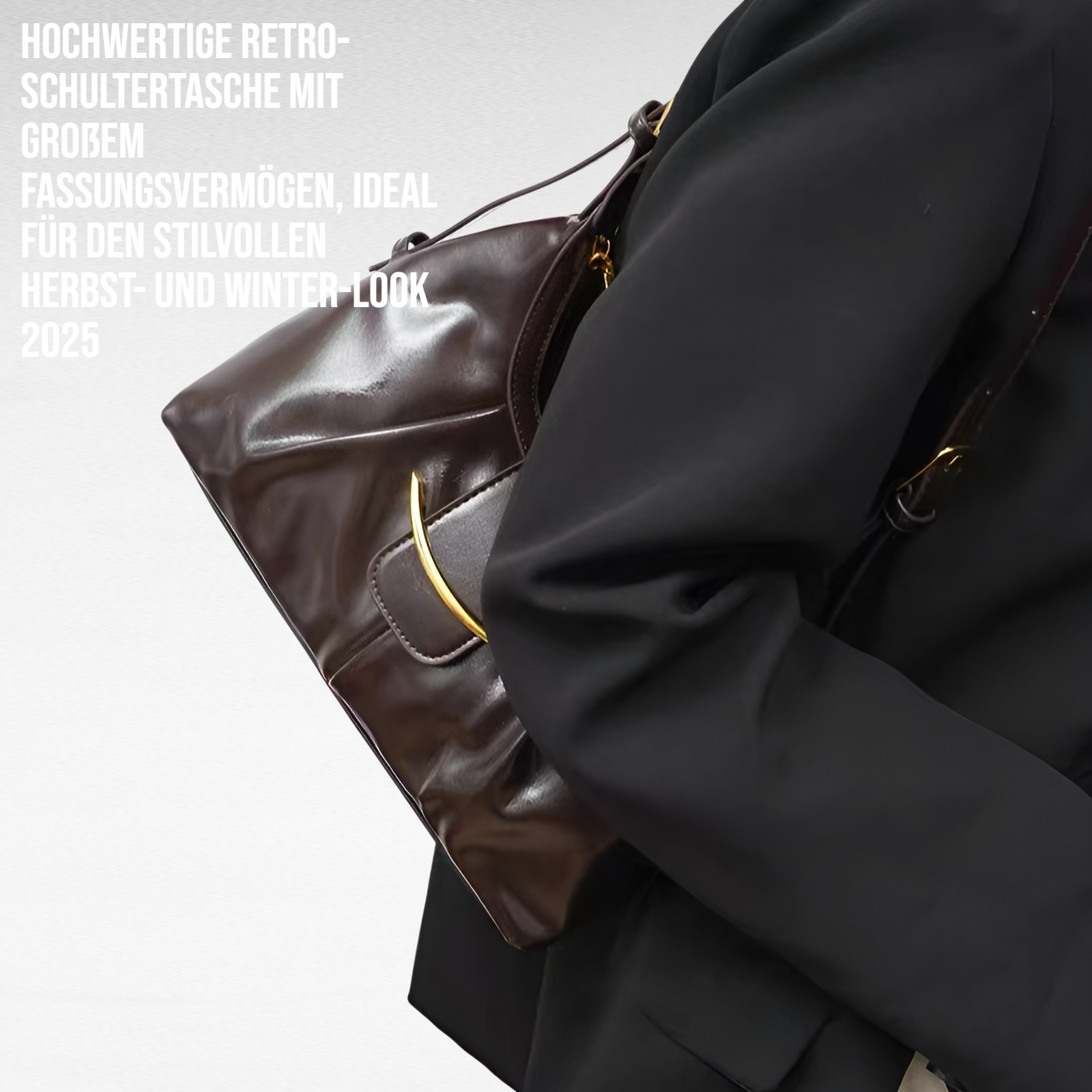 Vintage Schultertasche mit viel Platz, Damen Mode 2025, Unterarmtasche für Büro und Freizeit