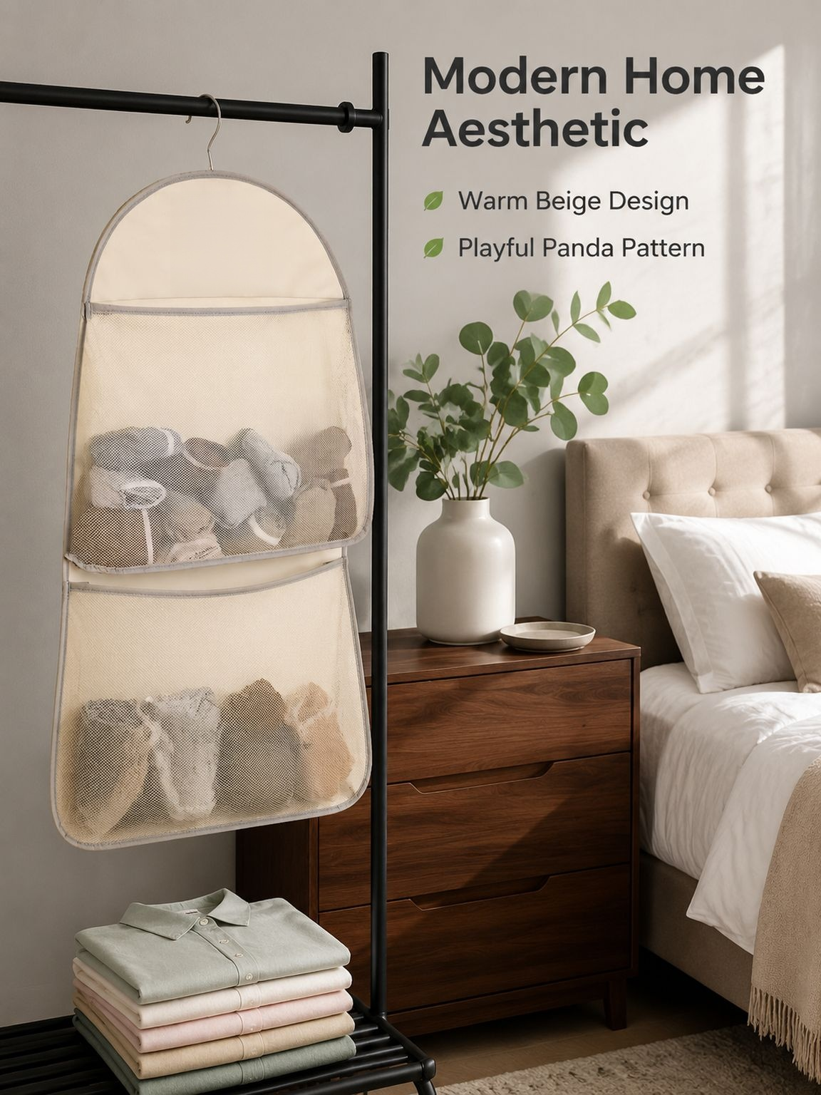 Household Visible Mesh Storage Bag Hanging Organizer for Underwear and Socks