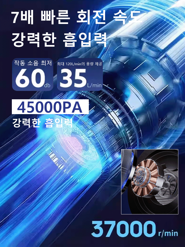 무선 차량용 미니 청소기【흡입 및 송풍 가능】