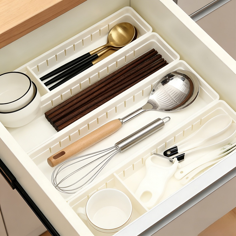 กล่องเก็บของบนโต๊ะแบบญี่ปุ่น ขนาดเล็ก โปร่งใส แบ่งช่องสำหรับเครื่องครัวและอุปกรณ์เครื่องเขียน