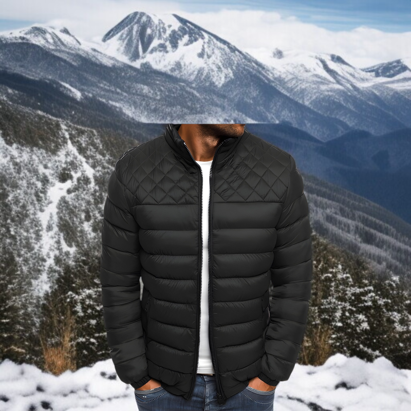 남성 스탠카라 아가일 패딩 패션 추동 기모 패딩 남 퓨어 아가일 남성 스탠카라 패딩