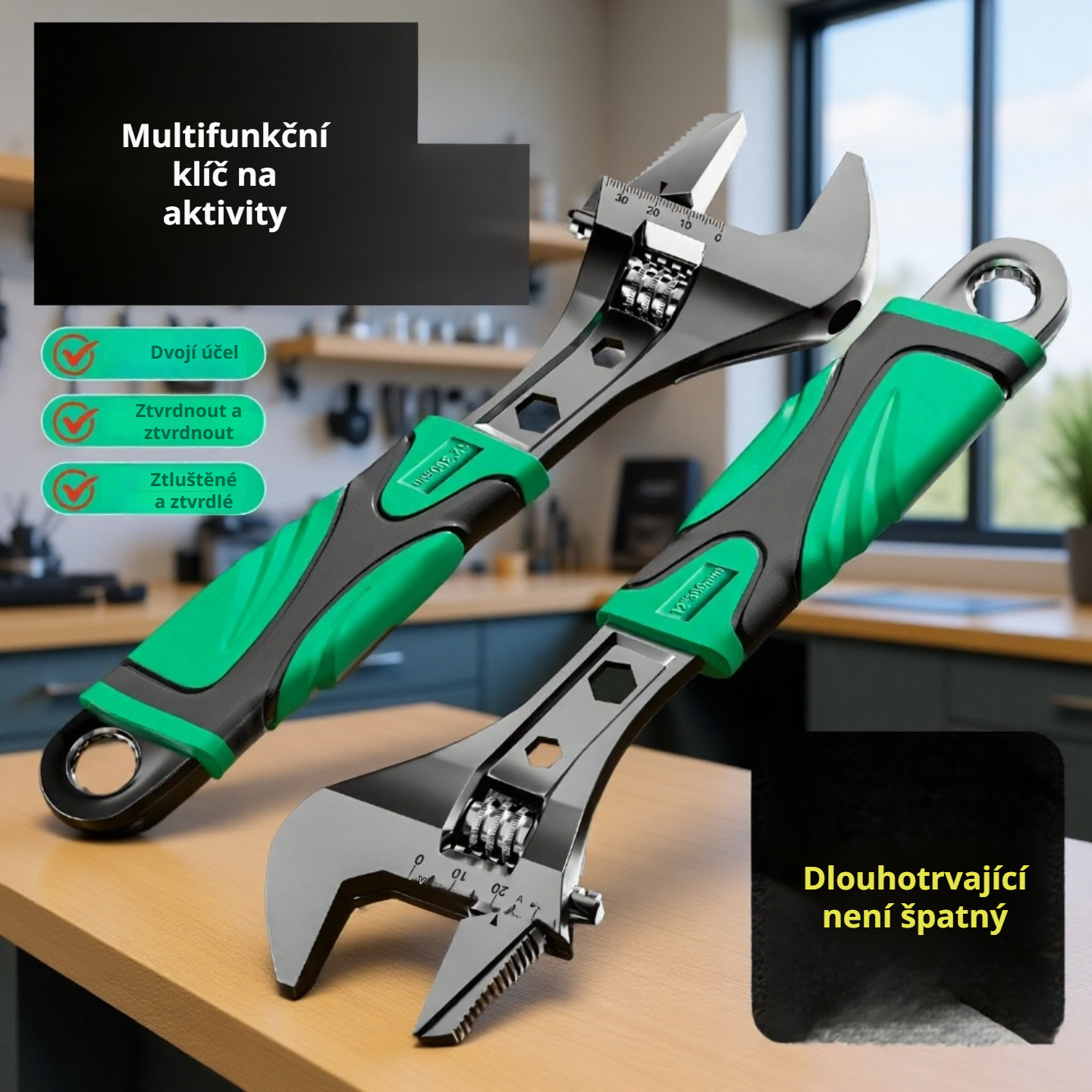 Nastavitelný klíč s velkým otvorem pro domácnost