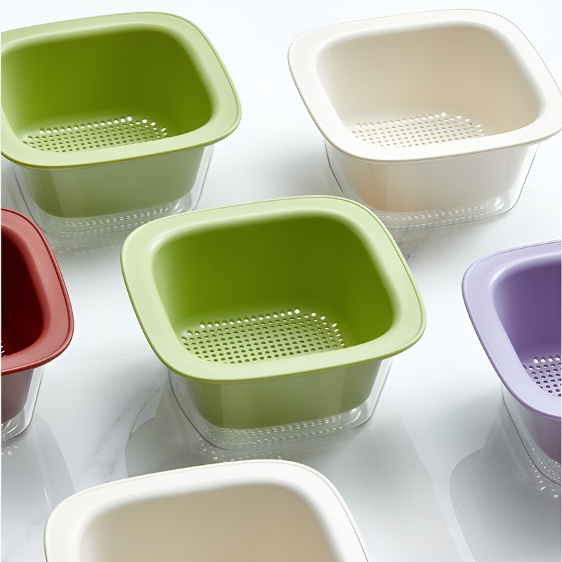 Cesta de drenaje gruesa para cocina, plato multiusos para verduras y frutas