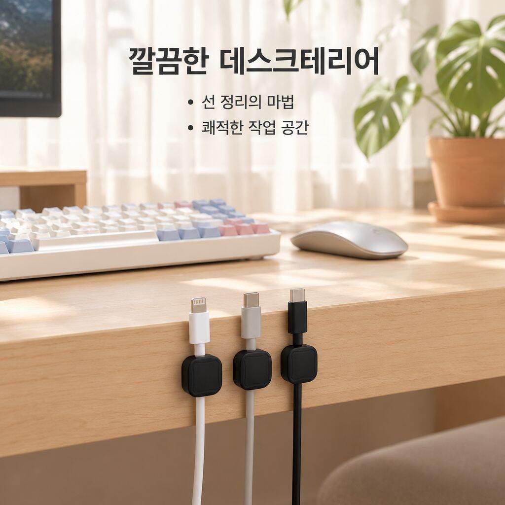 자석식 데스크탑 벽걸이 충전선 정리 고정 클립 플러그 걸이