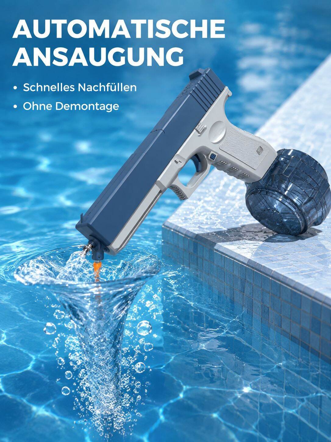 Elektrische Hochdruck-Wasserpistole für Kinder, automatische Ansaugung, großer Wassertank