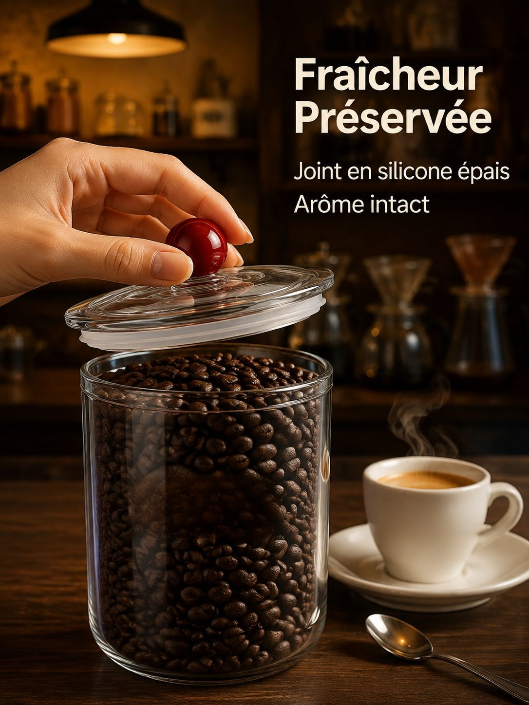 Bocal de fraîcheur pour grains de café