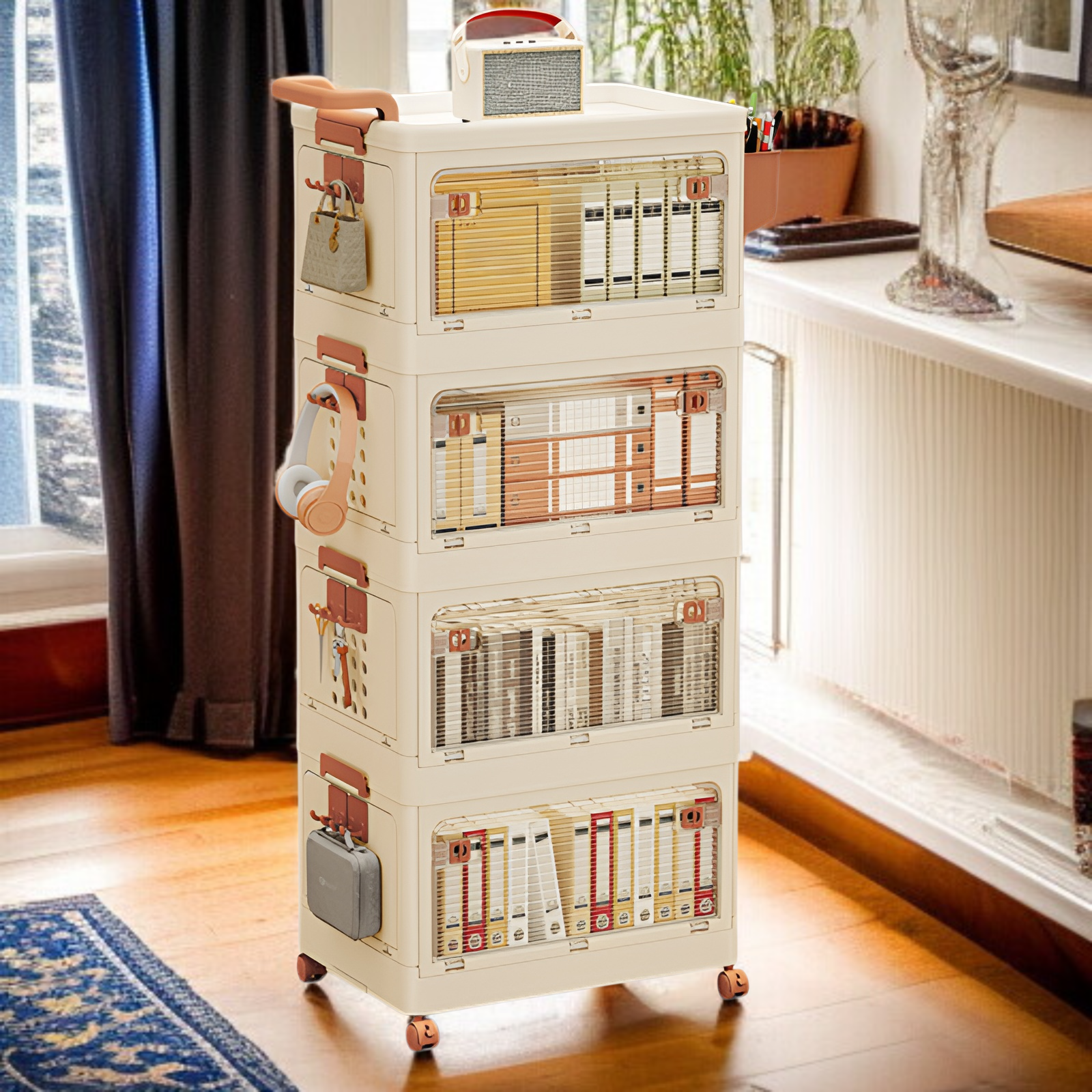 Faltbarer Aufbewahrungswagen, Haushalts-Schrank für Kinder-Snacks