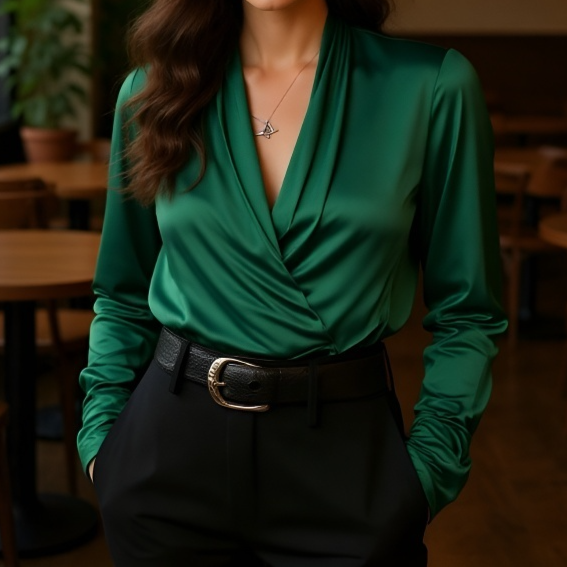 قميص نسائي بياقة على شكل V