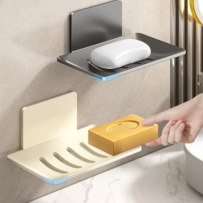 Estante de jabón montado en la pared, porta jabón sin taladro para baño