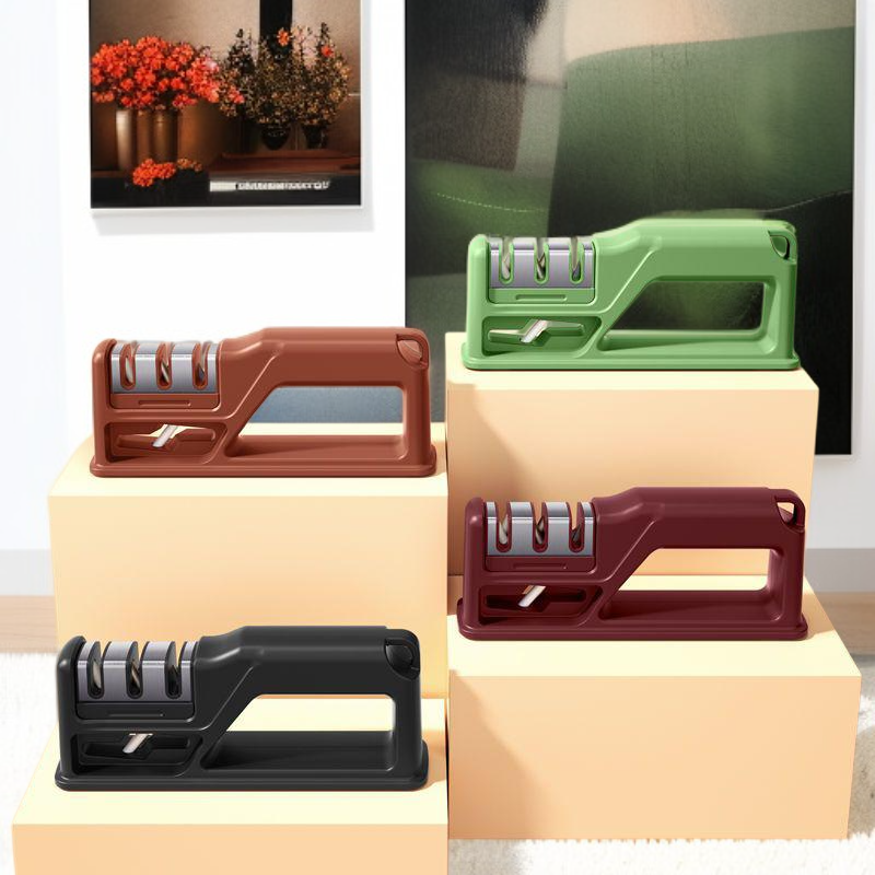 Praktischer und langlebiger Haushalts-Edelstahl-Messerschärfer – Küchengerät mit Schleifstein