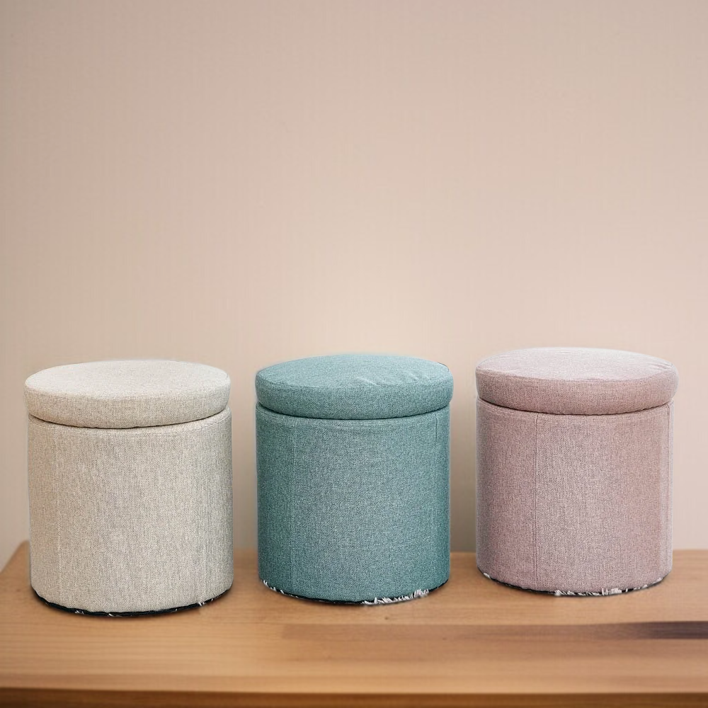 라라홈 마카롱 수납 패브릭 화장대 스툴