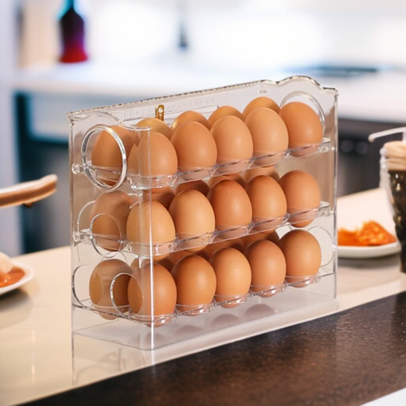 Küchen-Eierbox mit automatischer Öffnung, 3-stöckig