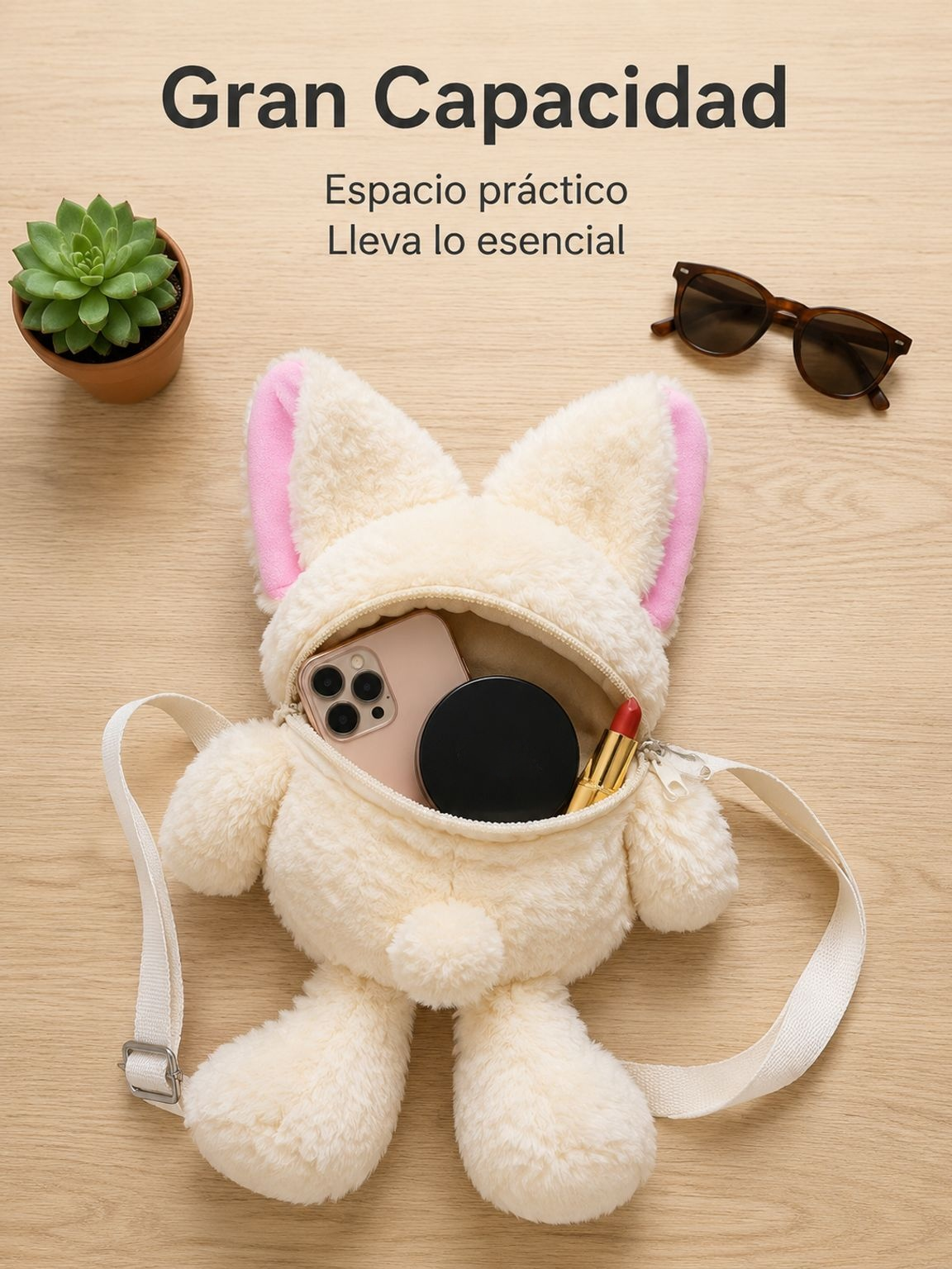 Mochila de peluche de gato adorable para niñas, especial para otoño e invierno