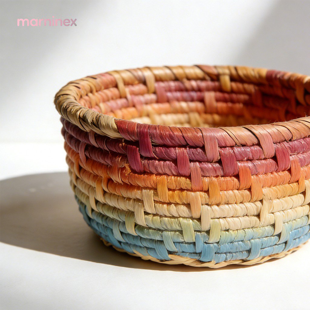 Cestas de almacenamiento de escritorio de ratán natural (3 piezas)