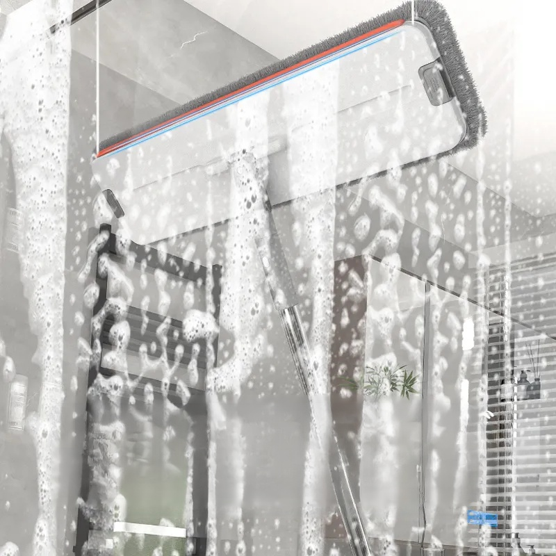 家庭用フラットモップ ウェット＆ドライ 極太ハンドフリーモップ