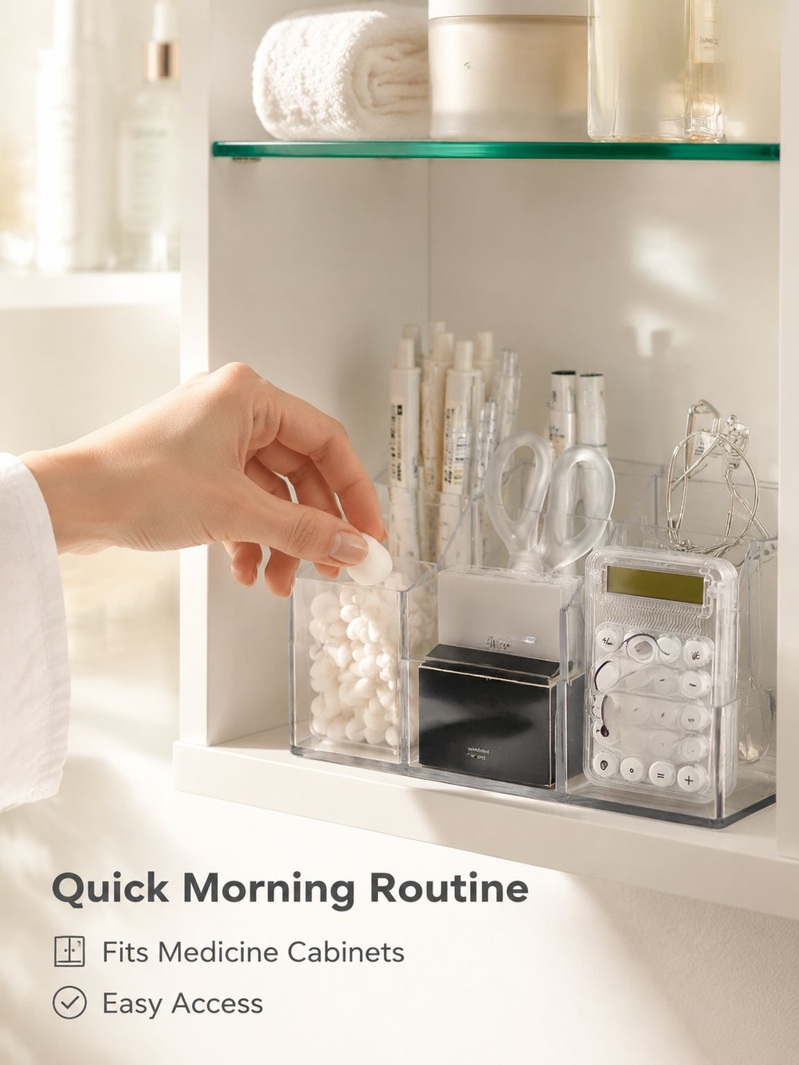 Desktop Storage Box for Cotton Pads, Puffs, and Skincare Products