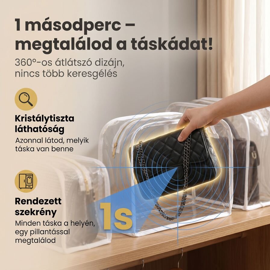 Kiváló minőségű porálló és légáteresztő táskatároló