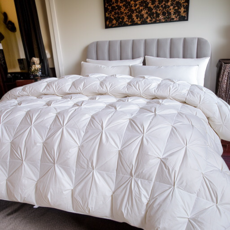 寝室で使用されている洗える羽毛布団